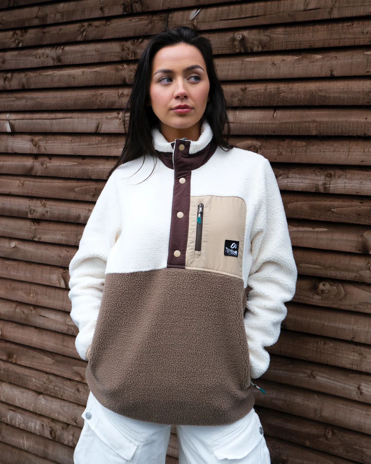 Chestnut Button Up Borg Fleece - Image 3
