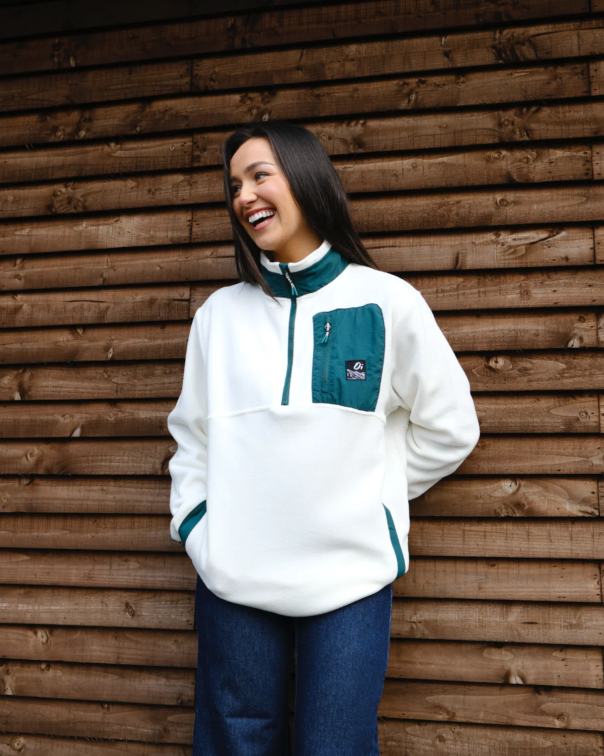 Cream & Pine Signature Pocket Microfleece - Image 3