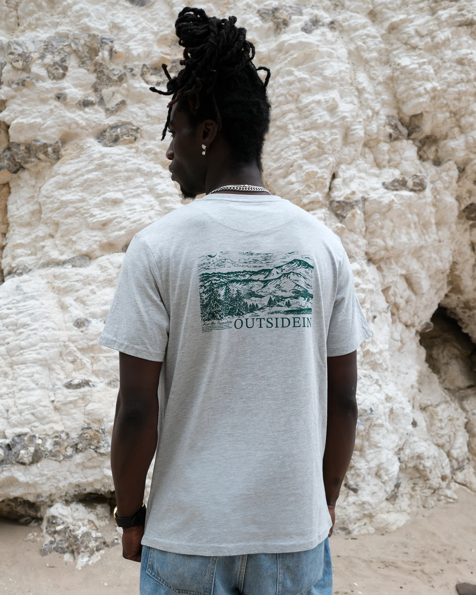 Light Marl Grey Mountain T-Shirt - Image 3