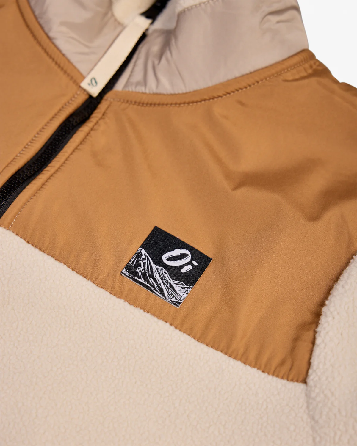 Oatmilk & Walnut Echo 1/4 Zip Borg Fleece - Image 3